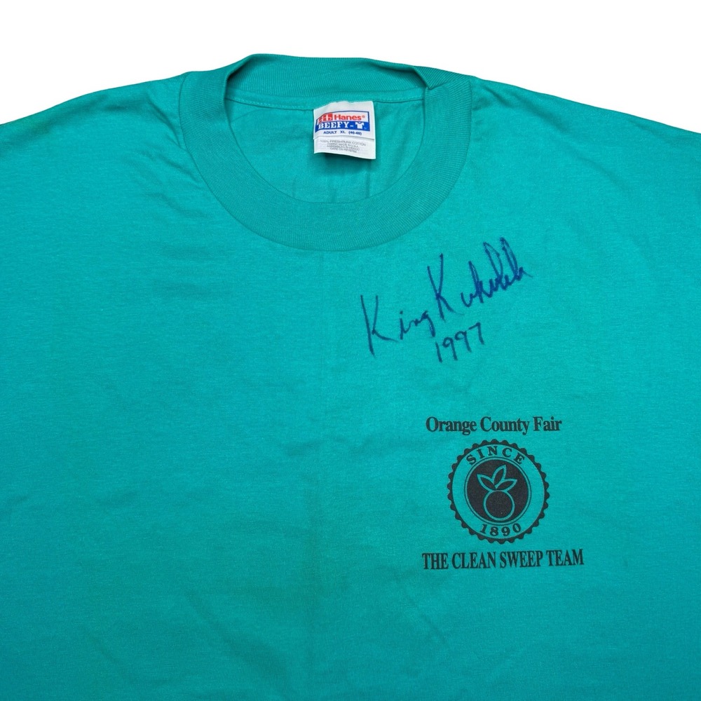 Vintage 1997 KROQ 106.7 FM Orange County Fair Promo Shirt Signed King Kukulele